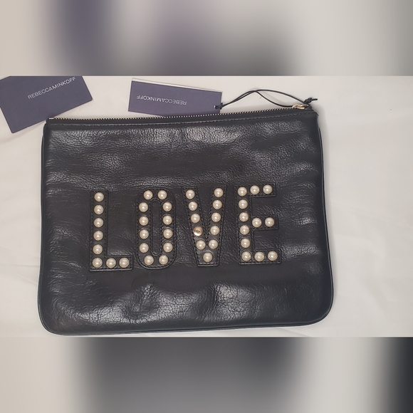 Rebecca Minkoff Handbags - REBECCA MINKOFF-Clutch&Wristlet"LOVE"  leather black and pearls studs Bag